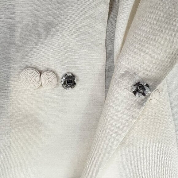 VTG 80s Hand Embroidered & Cutwork Ivory Asian Inspired Top Women’s L Daffodil - Picture 9 of 10